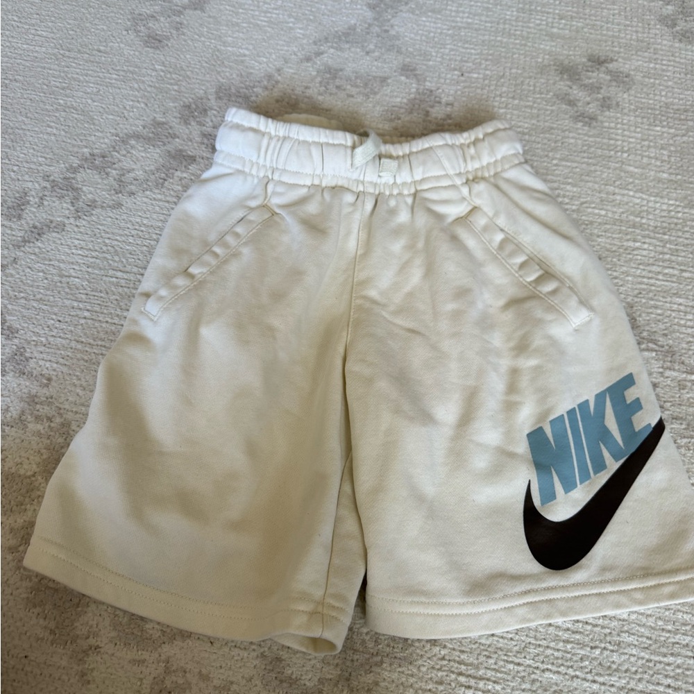 Nike Kids Cream Shorts with Black Logo